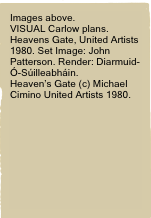 Images above. 
VISUAL Carlow plans.
Heavens Gate, United Artists 1980. Set Image: John Patterson. Render: Diarmuid-Ó-Súilleabháin. 
Heaven’s Gate (c) Michael Cimino United Artists 1980.
